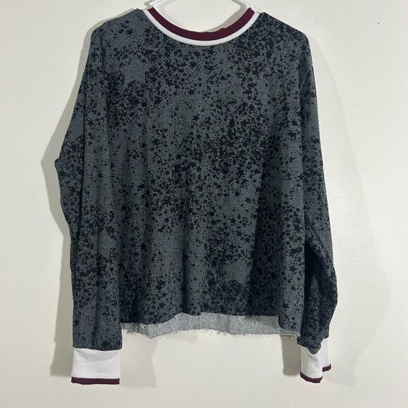 Grey  state Women's Gray Abstract Print‎ Crew Neck Sweatshirt Size 2 - Picture 1 of 8